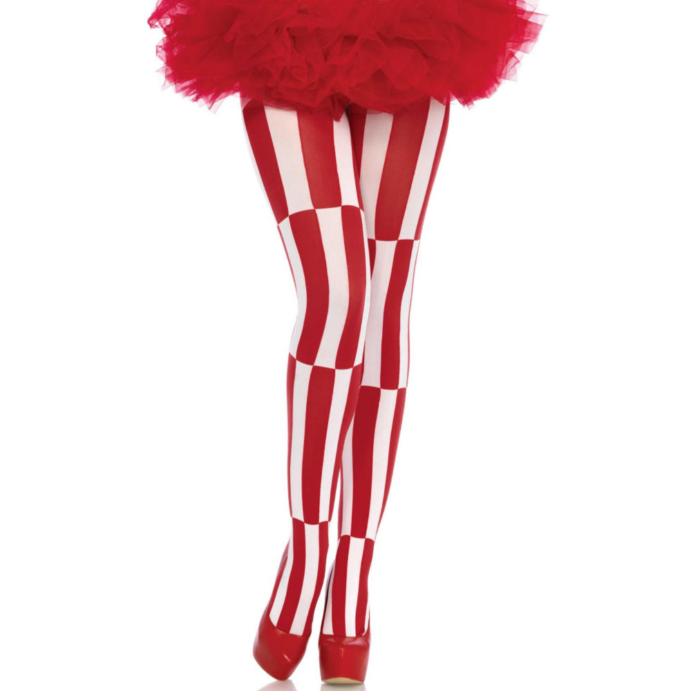Leg Avenue - Optical Illusion Collants - Rouge/Blanc